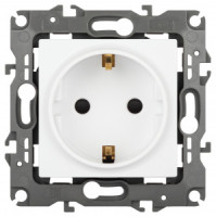 ЭРА 12 мех. роз. СУ 1 мест. 16А земля, шторки, автоклеммы, белый матовый 12-2102-01М