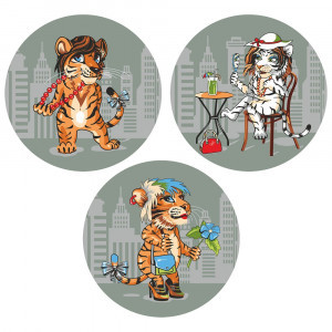 Доска разделочная Тигр Кайфолов d=20см (кратность 3шт!!!) стекло VL88-409 Мультидом