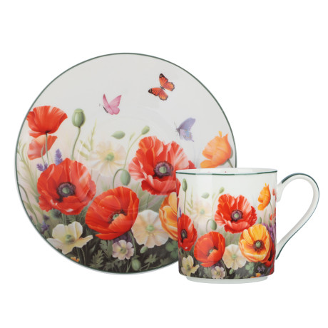 Набор чайный 2 пр., 250мл, MILLIMI, Маки, фарфор