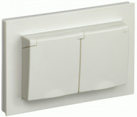 IEK BRITE роз. СУ 2 мест. (крыш.) 16А IP44 РСбш12-3-44-БрКр бежевый BR-R26-16-44-K10-F