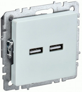 IEK BRITE мех. роз. СУ USB A+A 3,1А РЮ10-1-БрЖ жемч. BR-U21-D31-K36