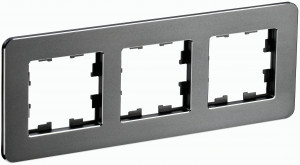IEK BRITE Рамка СУ 3 мест. РУ-3-1-Бр металл титан RE BR-M32-M-01-K48