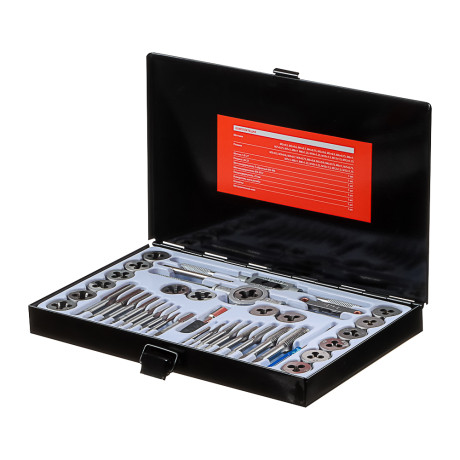 ЕРМАК Набор метчиков и плашек 40пр. В металл.кейсе