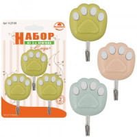 Крючки самоклеящиеся &quot;Следы&quot; 4*5,5см, 3шт/уп (кратность 6шт!!!), пластик VL27-83 Мультидом