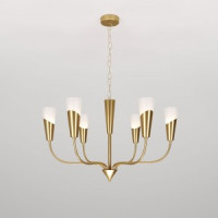 Eurosvet св-к подвесной 6x60W E14 750х750х850 металл белый/латунь Rhyton 60167/6 a068279