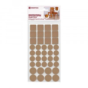 Протекторы д/мебели защитные из фетра d=20/27/24*24мм, бежевые 24383 VORTEX