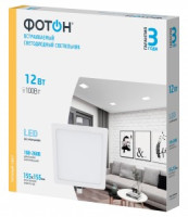 ФОТОН св-к св/д встраиваемый 12W(1140lm) 2700K 2K квадрат 166x166x17 белый CLI-12W2700K-S арт.24718