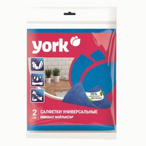 Салфетки вискозные 35*40см,2шт/уп,универсальные,023030/ YORK