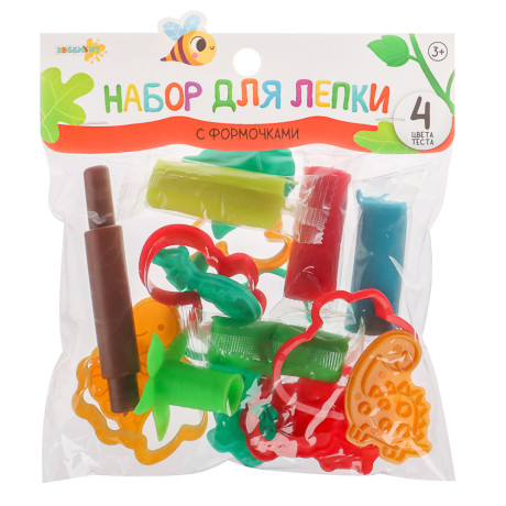 ХОББИХИТ Набор для лепки с формочками, полимер, ABS, 17х21х4см, 4 дизайна