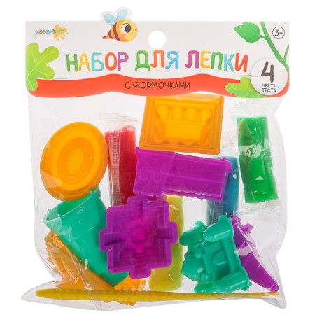 ХОББИХИТ Набор для лепки с формочками, полимер, ABS, 17х21х4см, 4 дизайна