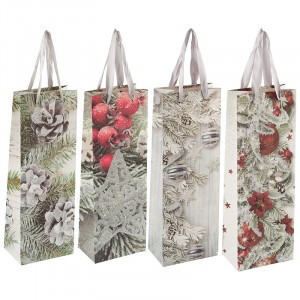 Подарочный пакет для бутылки "Праздник" Волшебная страна 12*9x35 см.(кратн 12!!!)