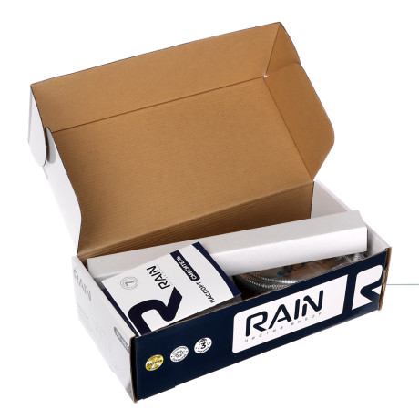 RAIN Смеситель для ванны Уран, прямой излив 35см, кран-буксы 1/2, душ. набор, крест, латунь, хром