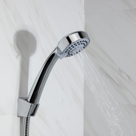 RAIN Смеситель для ванны Уран, прямой излив 35см, кран-буксы 1/2, душ. набор, крест, латунь, хром