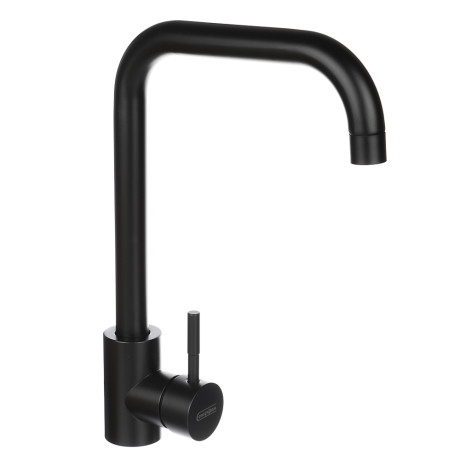 СоюзКран Смеситель для кухни, поворотный излив 30см, картридж 35мм, нерж. сталь, черный SS01-R133