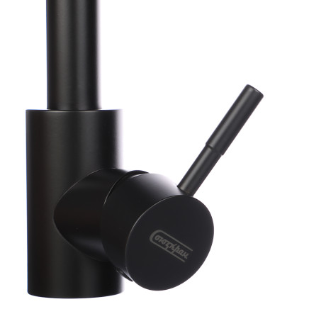 СоюзКран Смеситель для кухни, поворотный излив 30см, картридж 35мм, нерж. сталь, черный SS01-R133