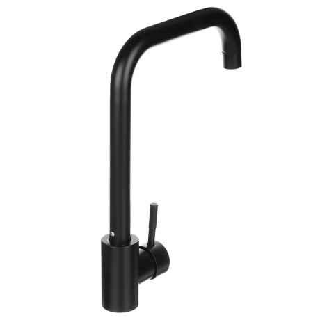СоюзКран Смеситель для кухни, поворотный излив 30см, картридж 35мм, нерж. сталь, черный SS01-R133