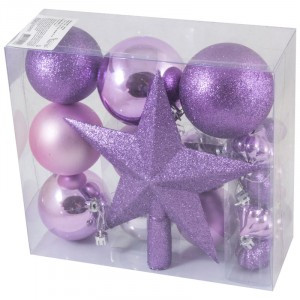 Набор Шары + звезда  SYCB17-519, 18 шт/набор 8 см, 7 см, 6 см, 4 см, звезда 21 см Волшебная страна