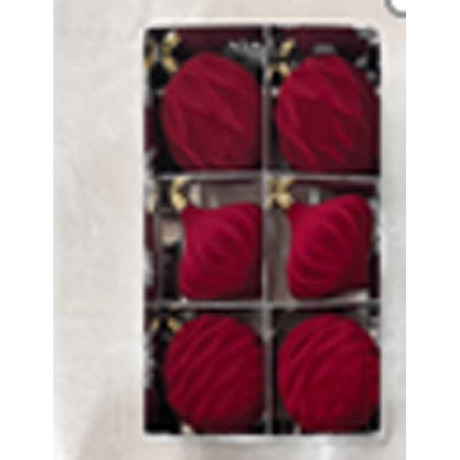 Набор елочных украшений LN19-3 8 см 6 шт Шары Бархат Рубин