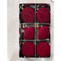 Набор елочных украшений LN19-3 8 см 6 шт Шары Бархат Рубин