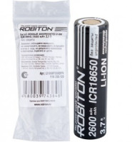 Ак-р Robiton 18650 2600 mAh, ICR, без защиты, пл. конт., PK1 18,3*65,2, 18818