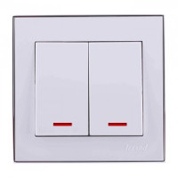 Lezard RAIN выкл. СУ 2 кл. бел. с бок. вст. хром, инд. (корпус PC) 703-0225-112