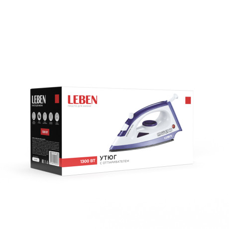 LEBEN Утюг 1300ВТ отпар, тефлон шнур 1,35м
