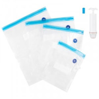 Набор вакуумных пакетов для продуктов 4 шт(0,4/0,5/0,7/0,9л,клипса 1шт,насос),107577/ Рыжий кот