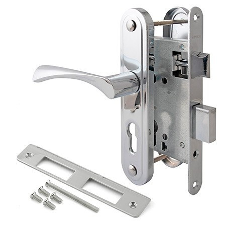 Замок врез 1623-CR Apecs (хром) б/цил. (аналог Зенит, ДААЗ и др. 55мм)  \12