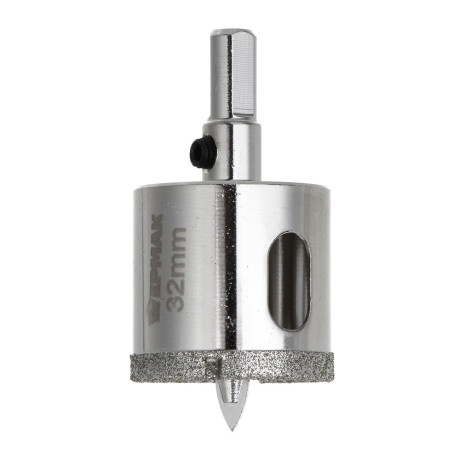 ЕРМАК Коронка алмазная с центрирующим сверлом d 32 мм по керамике и стеклу, Р45, трехгр хвостовик