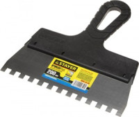 Шпатель STAYER &quot;PROFESSIONAL&quot; нержавеющий зубчатый с пластмассовой ручкой, 200мм, зуб 8х8мм