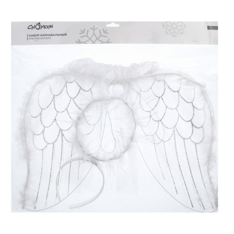 СНОУ БУМ Набор карнавальный "Крылья Ангела" 3 предмета, полиэстер, металл, пластик