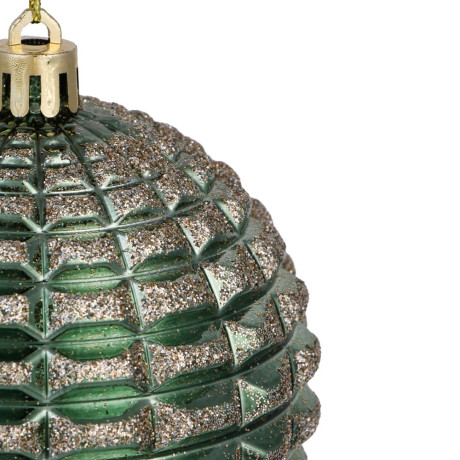 СНОУ БУМ Шар пластик 8 см, изумрудный, формовой в глиттере