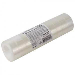 Клейкие ленты 15 мм х 10 м канцелярские BRAUBERG, комплект 10 шт., прозрачные, гарантированная длина