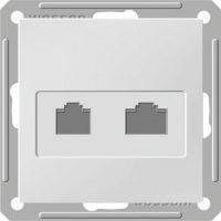 Systeme Electric W59 мех. роз. тел./комп. СУ 2 мест. 1А бел. (RJ11+RJ45) РСИ-251ТК5Е-1-86 (10!)