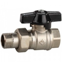 Кран шаровой ЗУБР полнопроходной с накидной гайкой "мама-папа", бабочка, никелированная латунь, 3/4"