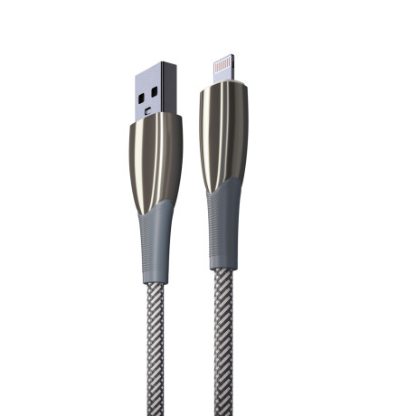 BY Кабель для зарядки Сириус iP, 1м, 2.4А, Быстрая зарядка, штекер металл, серый
