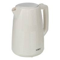 LEBEN Чайник электрический, 1,7 л, 2200 Вт, скрытый нагр. элемент, пластик, бежевый