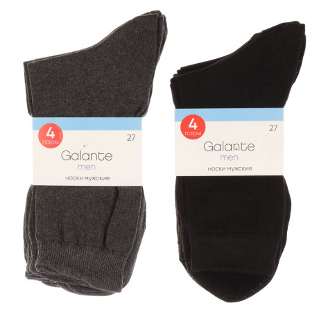 Набор носков 4 пары, GALANTE, р. 27, 70% хлопок, 29% полиамид, 1% эластан, черные