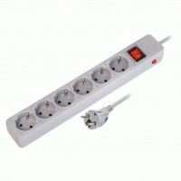 SmartBuy Сетевой фильтр (удл.) ПВС 3x1 6роз. 5м 16A серый земля IP20 3500Вт SBSP-6-50-G