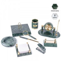 Набор настольный Delucci 9 предметов, зеленый мрамор Арт.214036