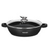 SATOSHI Лион Сотейник с крышкой 3,8л d28х7,5см,  а/приг.покр.Мрамор, силик.протекторы ручек, индукц