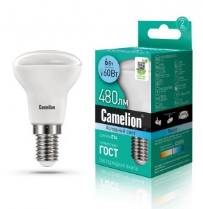 Camelion R50 E14 6W(480lm 120°) 4500K 4K матов. 85x50 пластик LED6-R50/845/E14