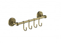 DIADONNA Держатель для полотенец настенный (Zn) 4 крючка, нерж.сталь, античная бронза, D8114-4Q