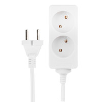 FORZA Удлинитель 2 гнезда, сеч. провода 0,75 кв.мм, 2м, евророзетка, 6A, макс. мощность1500Вт