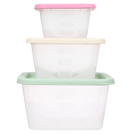 Набор контейнеров квадратных, 3шт, 0,63л+0,33л+0,15л, пластик