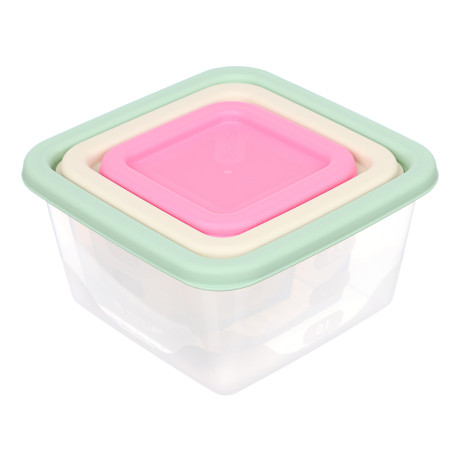 Набор контейнеров квадратных, 3шт, 0,63л+0,33л+0,15л, пластик