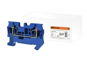 TDM зажим клеммный безвинтовой (ЗКБ) 2 вывода 6 мм2 52А синий (ноль) (24!) SQ0822-0008