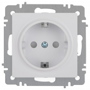 ЭРА Intro Accent мех. роз. СУ 1 мест. (земля, шторки), 16А 250В, белый Б0063506