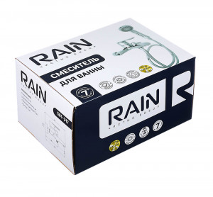RAIN Смеситель для ванны Гранат, короткий излив, душ. набор, картридж 35мм, латунь, хром
