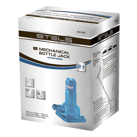 Домкрат механический бутылочный, 2 т, h подъема 270 - 485 мм, домкрат, ручка Stels